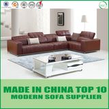 Italian Modern Sectional L Shape Brown Leather Sofa