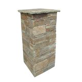 Natural Golden Yellow Slate Stone Cement Pillar (SMC-PC011)
