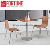 China Stackable Wooden Cheap Restaurant Tables Chairs in Stainless Steel Legs (FOH-BC29)