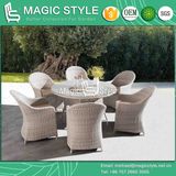 Rattan Wicker Dining Set with Sunproof Cushion Outdoor Dining Chair Garden Dining Table Wicker Weaving Dining Set Patio Wicker Coffee Chair