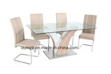 Tempered Glass High Glossy Painted and Paper Covering MDF Diningtable