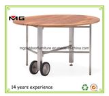 Teak Outdoor Dining Furniture Round Folding Table with Metal Legs