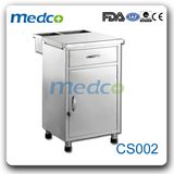 Medical Table Furniture for Ward Room Use, Hospital S. S. Bedside Table Cabinet with Rubber Base