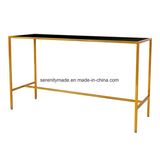 Wholesale Modern Dining Cafe Bar Corner Marble Top Table with Steel Legs