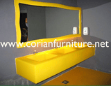 Yellow Solid Surface Corian Wash Basin