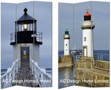 Lighthouse Design Living Room Canvas and Wooden Printing Decorative Folding Screen Room Divider X 3 Panel