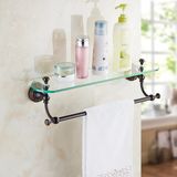 FLG Oil Rubbed Bronze Bath Glass Shelf Bathroom Wall Mounted