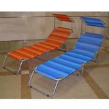 Steel Pipe Beach Lounge Chair with Sunshade Canopy