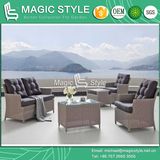 Outdoor Sofa Set with Cushion Garden Wicker 2-Seat Sofa Rattan Tea Table Patio Weaving Sofa Set P. E Wicker Weaving Footstool Leisure Wicker Sofa