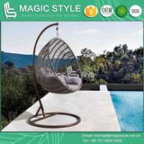 Patio Wicker Swing with Cushion Outdoor Metal Swing Rattan Weaving Swing Wicker Balcony Hammock Garden Rattan Hanging Chair