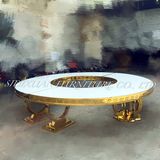 3.6m Diameter Variable Stainless Steel Gold Finishing Modern Party Table with Melamine Desktop