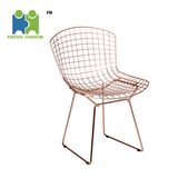 (GLENN) Stackable Rose Gold Metal Wire Patio Restaruant Dining Chair