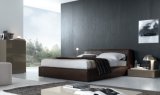Modern Style Bedroom Furniture Wooden Leather Bed