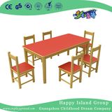 School Red Wooden Fireproof Rectangle Children Table for Six (HG-4005)