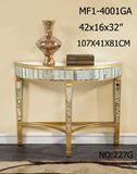 Half Moon Shape Side Table with Antique Mirror