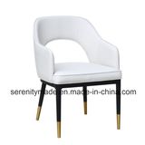 Simple Style White Velvet Fabric Armrest Sofa Chairs with Stainless Steel Base