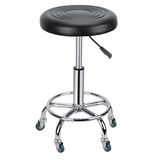 Black Round Stool with Footrest Hair Beauty Salon Zc21