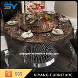 Restaurant Furniture Marble Table Stainless Steel Table Round Dining Table