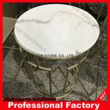 White Marble Table Side with Polished Metal for Hotel