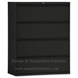 4 Drawer Black Lateral Filing Cabinet with Lock