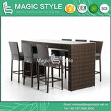 Rattan Bar Chair Wicker Bar Set Outdoor Bar Stool Patio Bar Set Club Chair Coffee Chair (Magic Style)