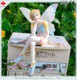 Wholesale Beutiful Fairies Resin Material Blue Clothes Flower Fairy Figurine