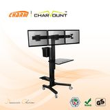 Three Monitor TV Cart with Big Wheels (CT-FTVS-T303B)