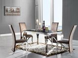 Modern Unique Design Dining Table Stainless Steel with M N Shape Chair