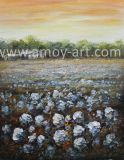 Western American Cotton Field with Small Barn Oil Paintings for Home Decoration