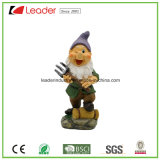 Best-Seller Polyresin Dwarf Figurine with a Rake for Garden Ornaments