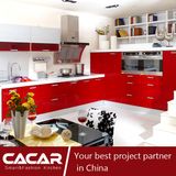 Red Maple Leaf Red Plastic Uptake PVC Kitchen Cabinet (CA09-01)