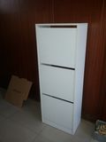 White Shutter 3 Doors Wooden Shoe Cabinet