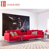 Popular Red Color Fabric Upholstery Sofas for Outlet