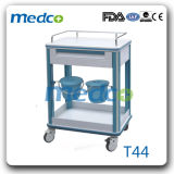 Medical ABS Hospital Plastic Steel Treatment Cart Trolley with Waste Bin