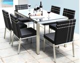 7 Pieces Ratan Chair Desk Dining Set Rattan Furniture