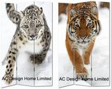 Leopard, Tiger, Lion Design Living Room Canvas and Wooden Printing Decorative Folding Screen Room Divider X 3 Panel