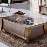 2016 Most Popular Rose Golden Frame Wooden Coffee Table