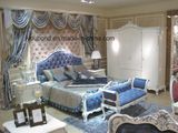 0036 Fresh White Painting Covered Silver Solid Wood Classical Bed