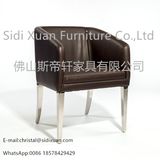 China Supplier High Gloss Leather Stainless Steel Frame Dining Chair for Hotel Home Furniture