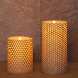Warm Romantic Flameless Indoor Pattern Pillar LED Candle for Home Decoration Table Centerpieces