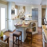 Red Lacquer with Wood Veneer Kitchen Furniture