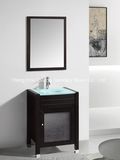 Simple Floor-Mounted Wood Vanity in Bathroom