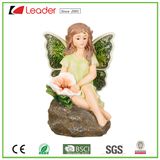 Hot-Sale Hand-Painted Polyresin Garden Fairy Statue with Mosaic Wings for Outdoor Ornament