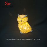 Owl Night Light with LED Battery Ceramic Decoration Furnishing.