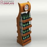 Best Quality Floor Beer Bottle Stand Wood Wine Display Cabinet with Logo