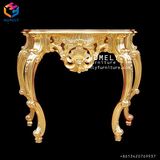 Wood Slide Console Table with Antique Gold Painted Wooden Frame