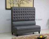 Restaurant Solid Wooden High Back Gray Buckle Leather Sofa (SP-KS420)