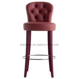 High Legs Wooden Restaurant Bar Stool with Metal Circle (ST0019)