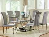 Modern Dining Table and Chairs / Stainless Steel Tempered Clear Glass Dining Room Table