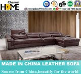 High Quality Modern Furniture Brown Grnuine Leather Corner Sofa (HC3006)